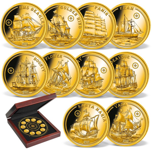 10er Goldmünzen-Set "Die berühmtesten Schiffe der Welt" CH_1739110_1