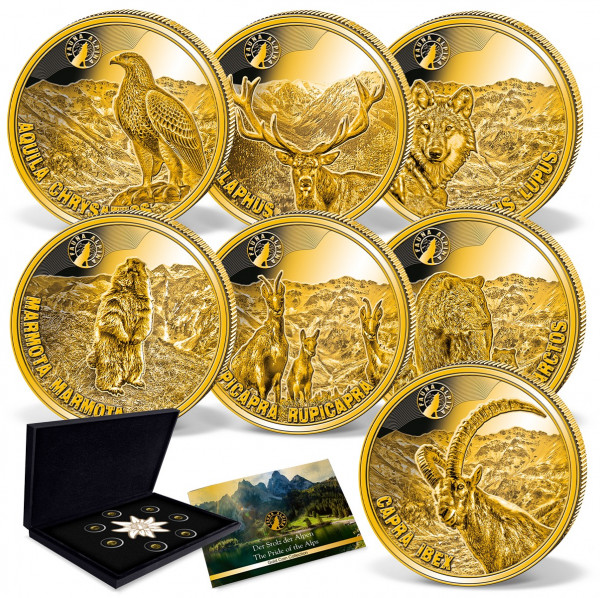 7er Komplett-Set Goldmünzen "Fauna Alpina" CH_1739388_1
