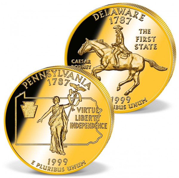 2er Set  US Quarter Dollars "Delaware" und "Pennsylvania" CH_2541580_1